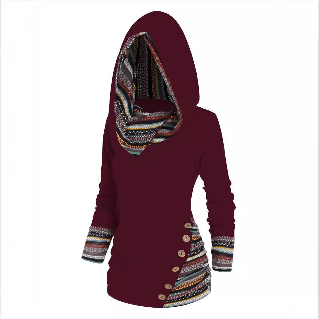 Women's Hooded Knitted Long Sleeve Button Casual Sweaters