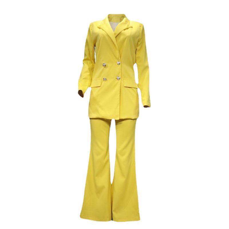 Women's Solid Color Wide Leg Two-piece Suits