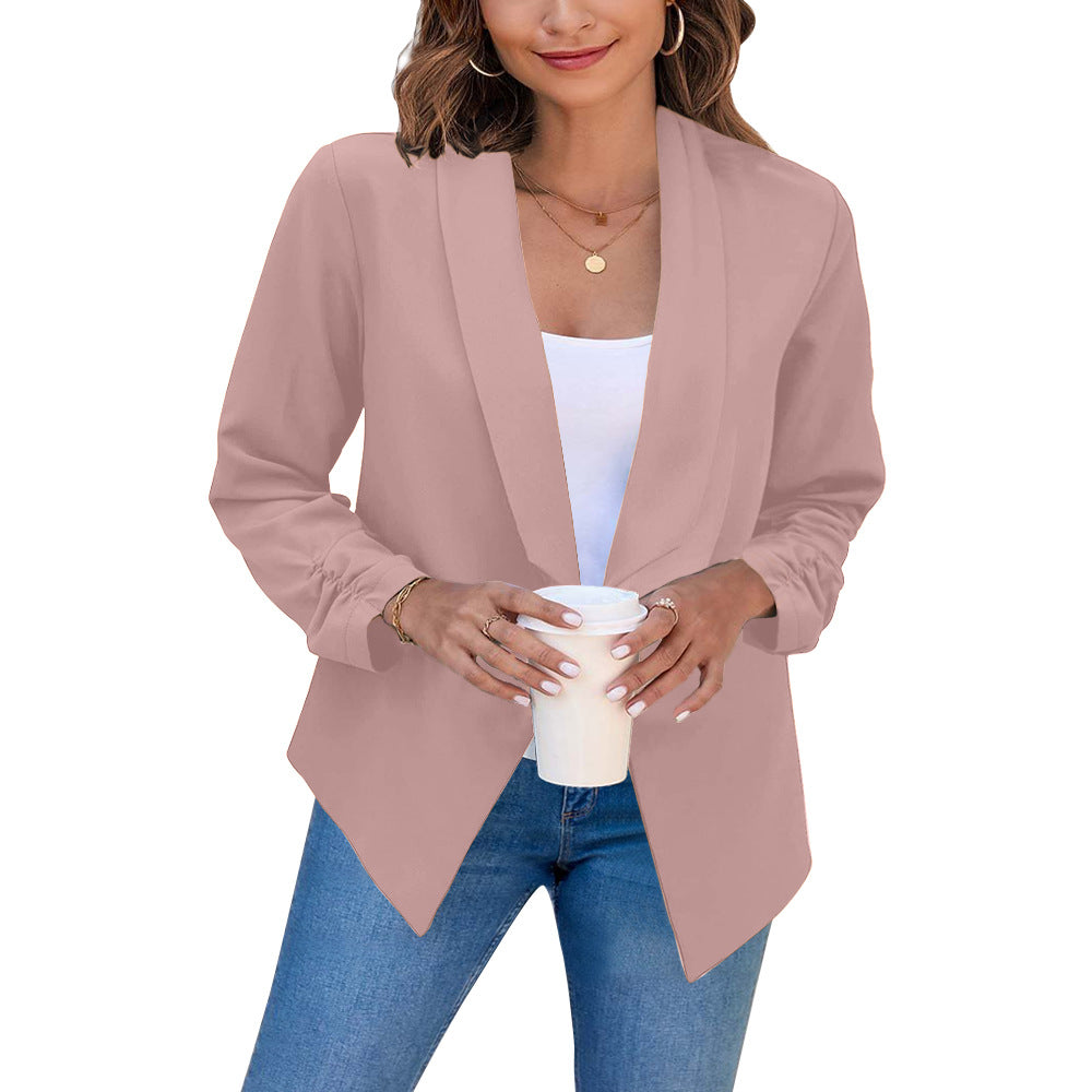 Blazers à revers double couche tendance pour femmes, petits blazers d'automne