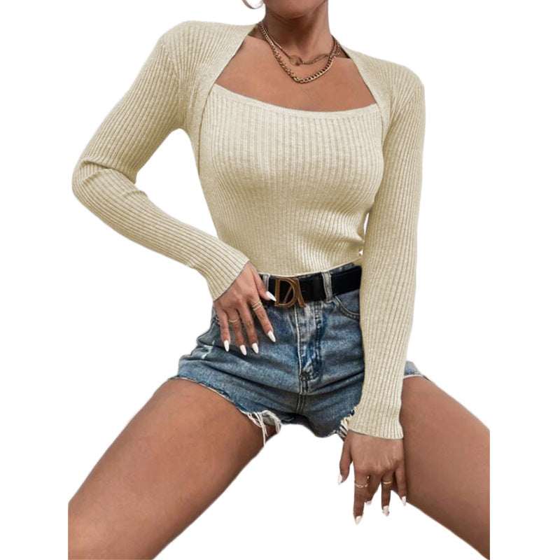 New Women's Slim-fit Long-sleeved Knitted Shirt Sweaters