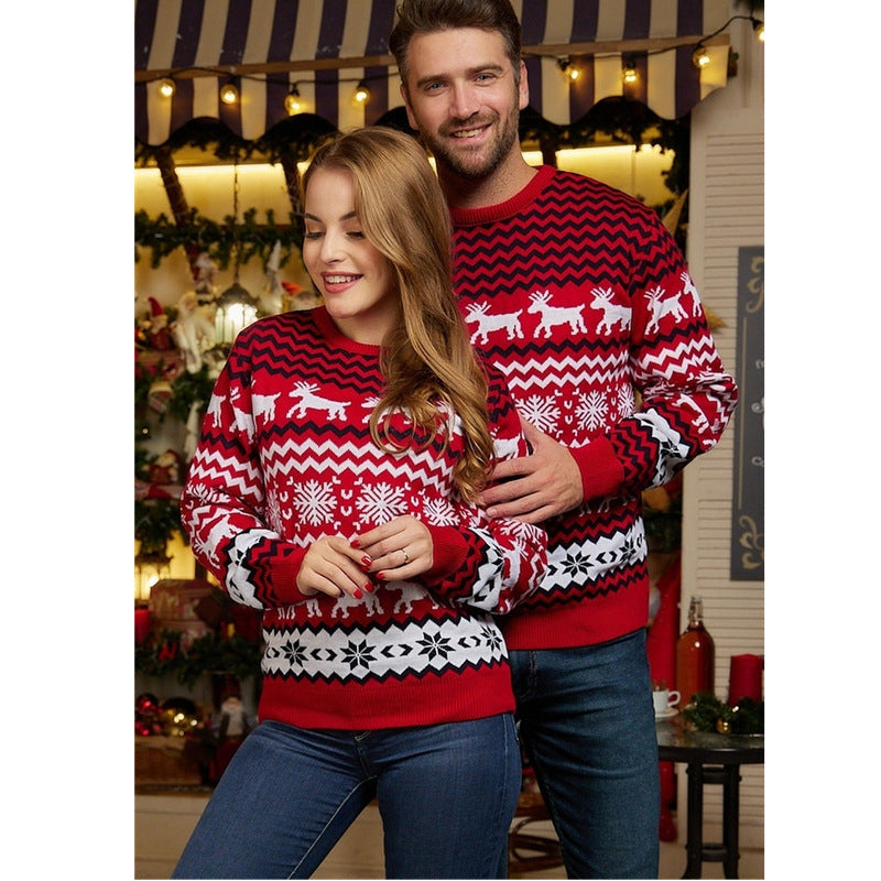 Women's & Men's Wear Christmas Round Neck Elk Long Sweaters