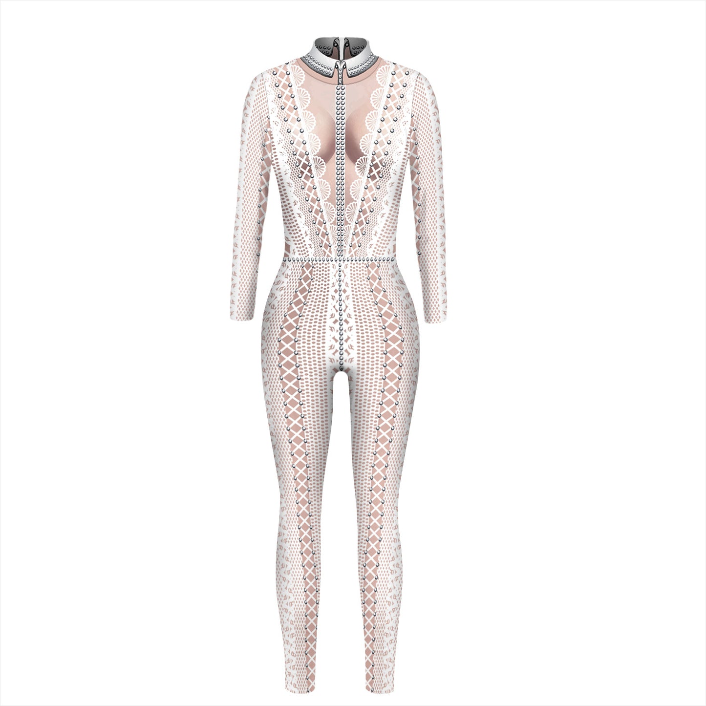 Women's Skeleton Digital Printing Halloween Tight Long Jumpsuits