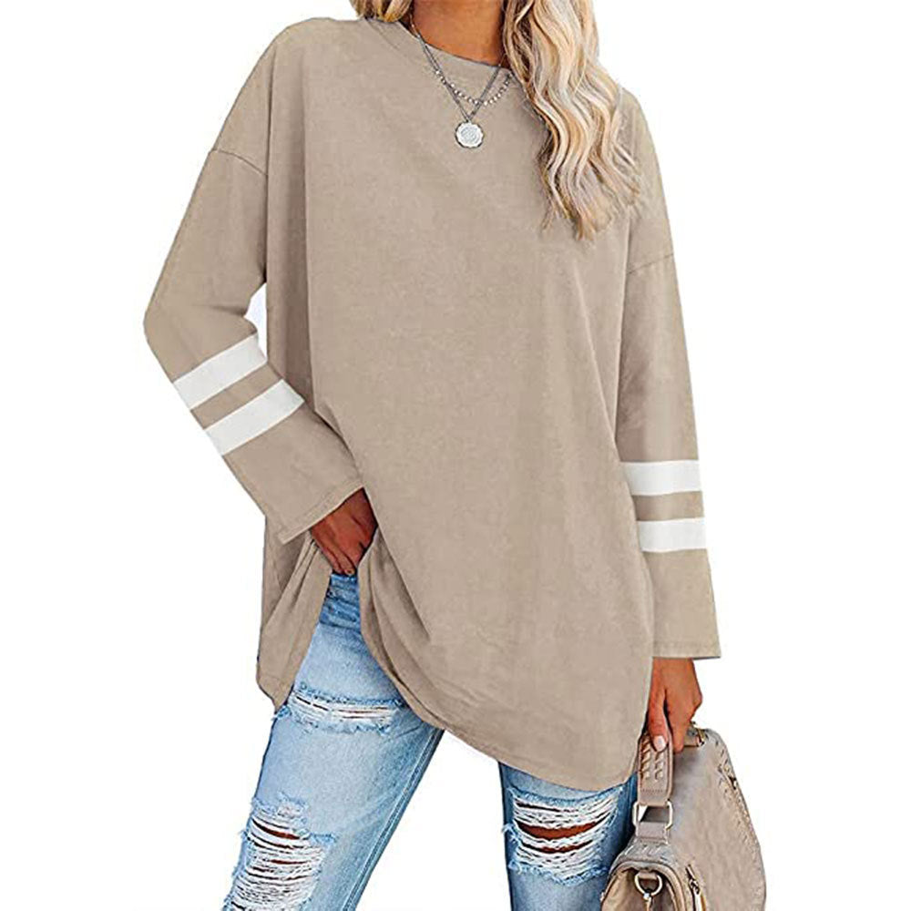 Women's T-shirt Color Loose Shoulder Sleeve Round Blouses