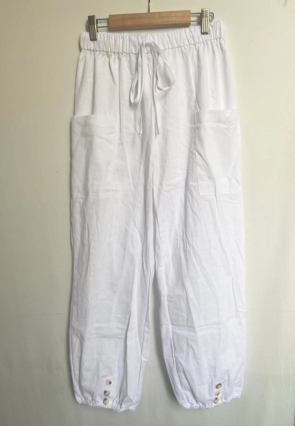 Pantalon ample en lin à taille haute pour femme