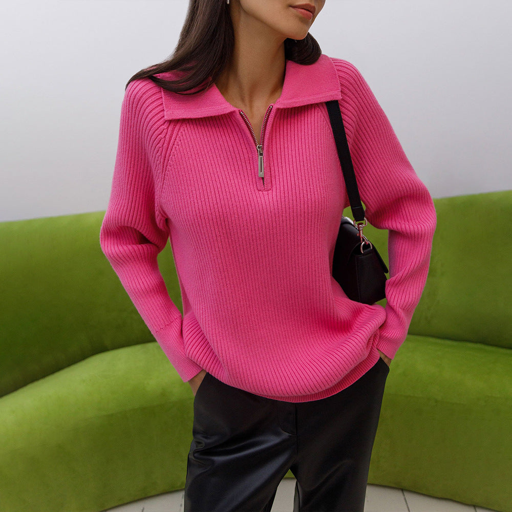 Trend Simple Leisure Collar Lapel Pullover Sweaters