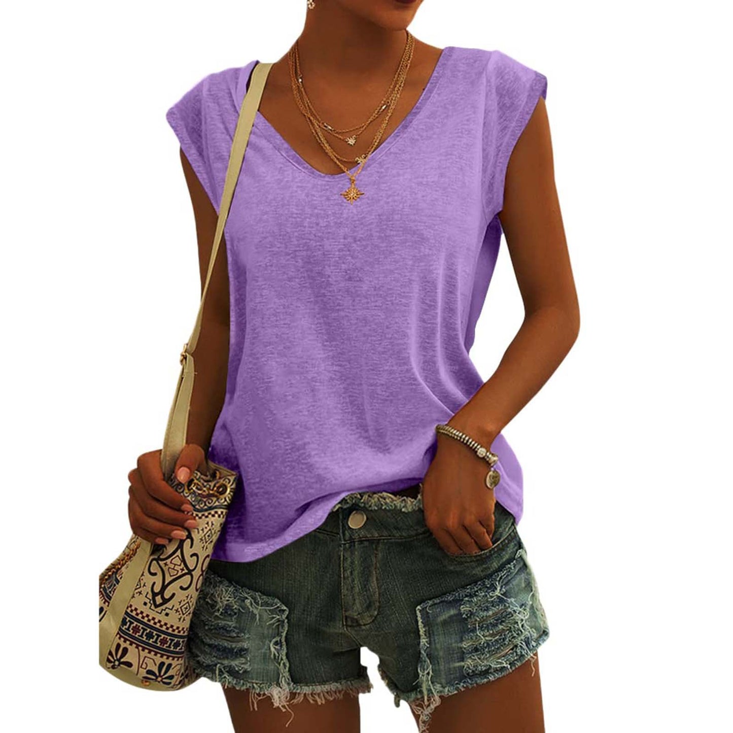 Women's Solid Color Cover Sleeve Casual Loose Blouses