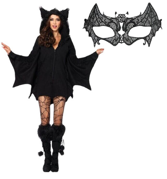 Costumes de jeu de rôle glamour de chauve-souris vampire pour Halloween