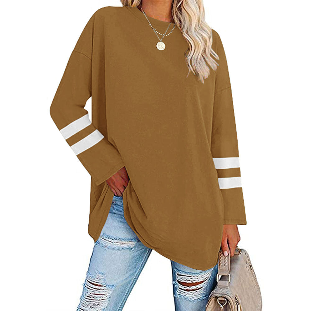 Women's T-shirt Color Loose Shoulder Sleeve Round Blouses