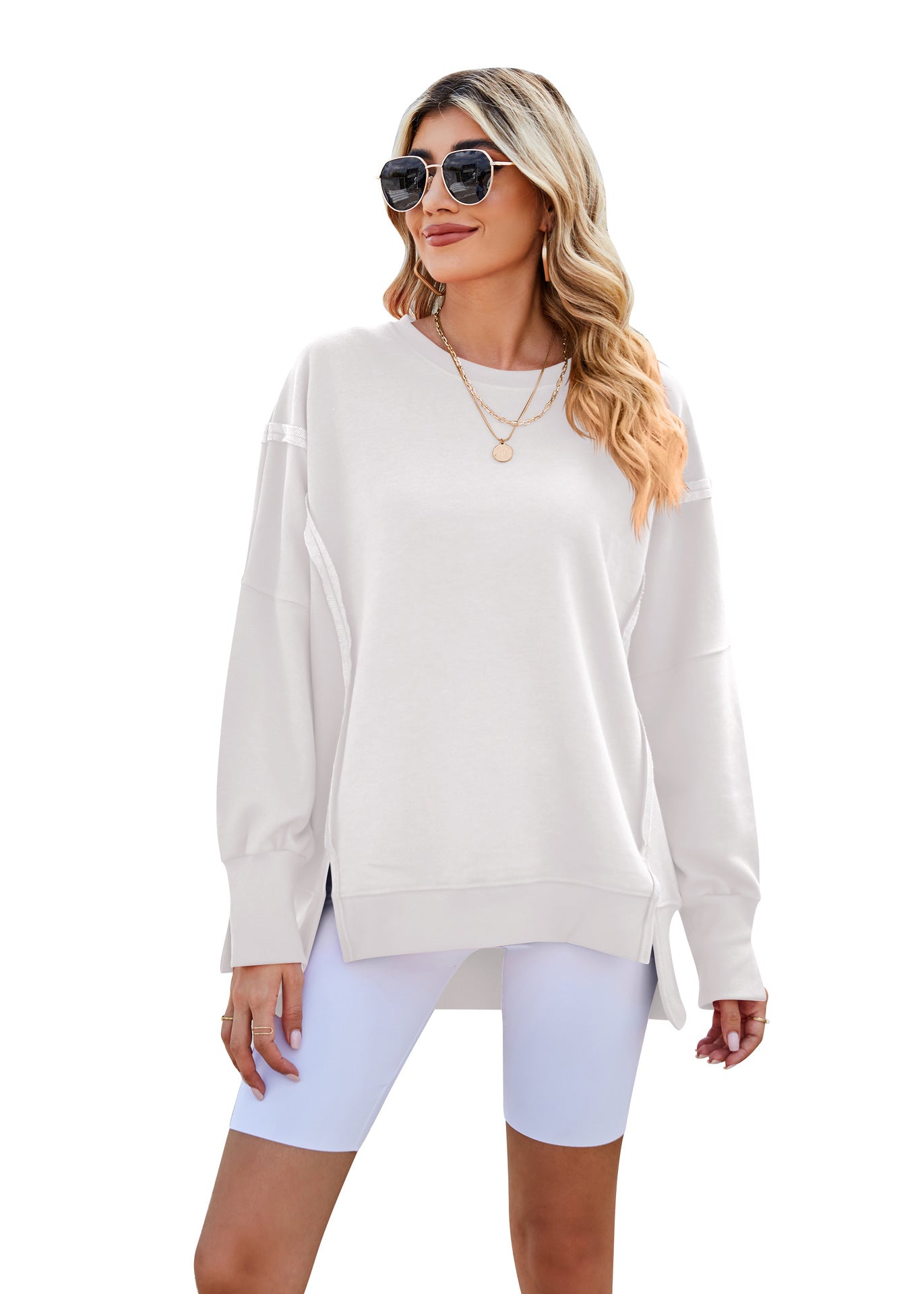 Women's Oversized Side Slit Long Sleeve For Sweaters