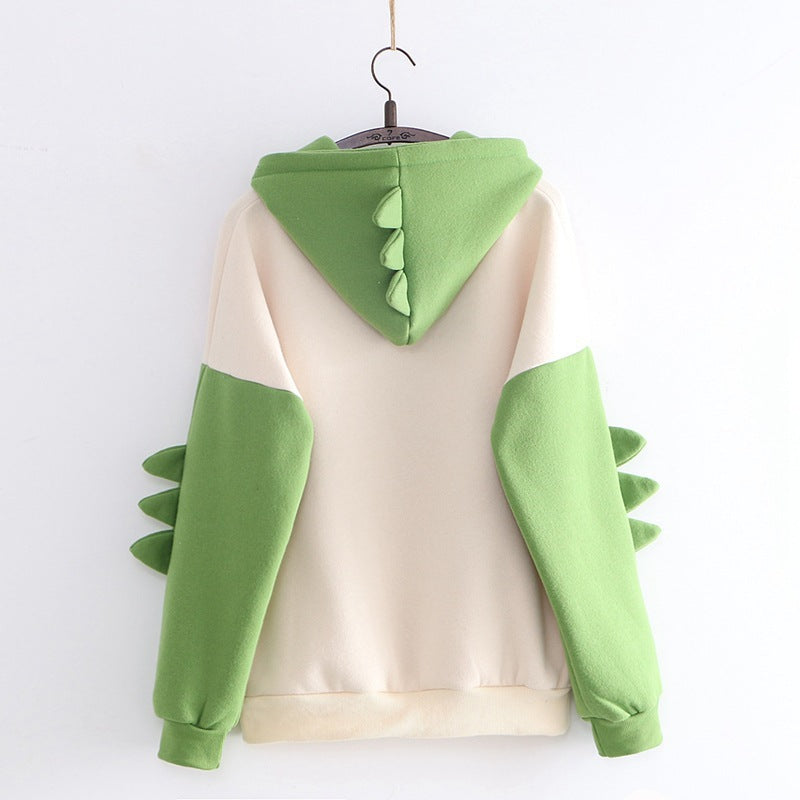 Women's Printed Dinosaur Contrast Color University Style Sweaters