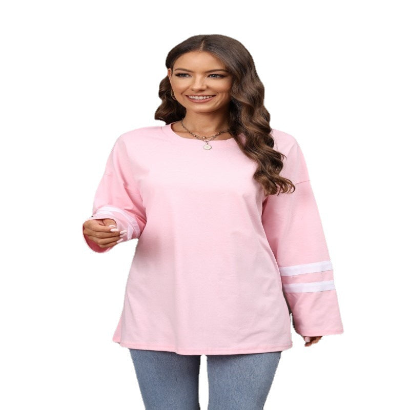 Women's T-shirt Color Loose Shoulder Sleeve Round Blouses