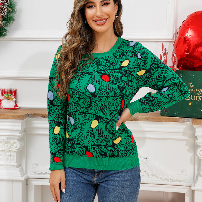 Beautiful Women's Christmas Neck Single-breasted Knitted Sweaters