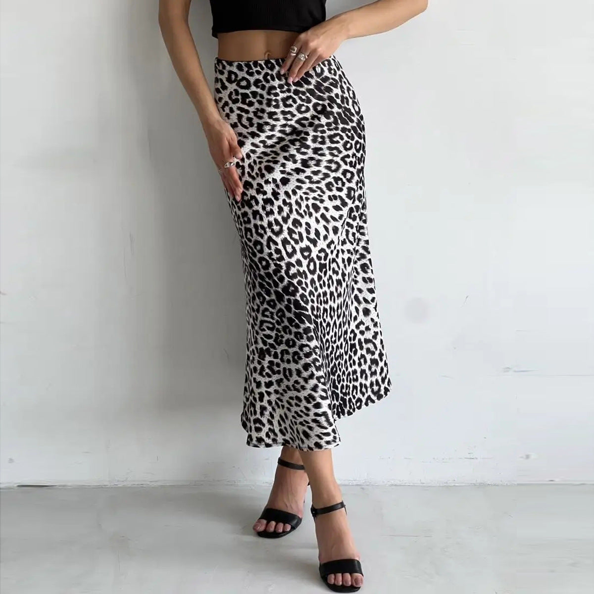 Sexy Leopard Print Maxi High Waist Skirts