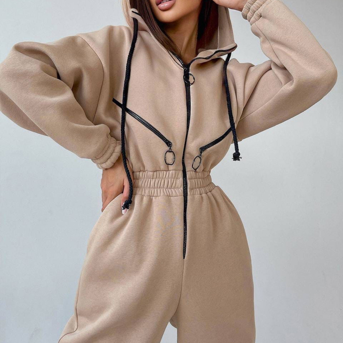 Classic Women's Sports Leisure Hooded One-piece Jumpsuits