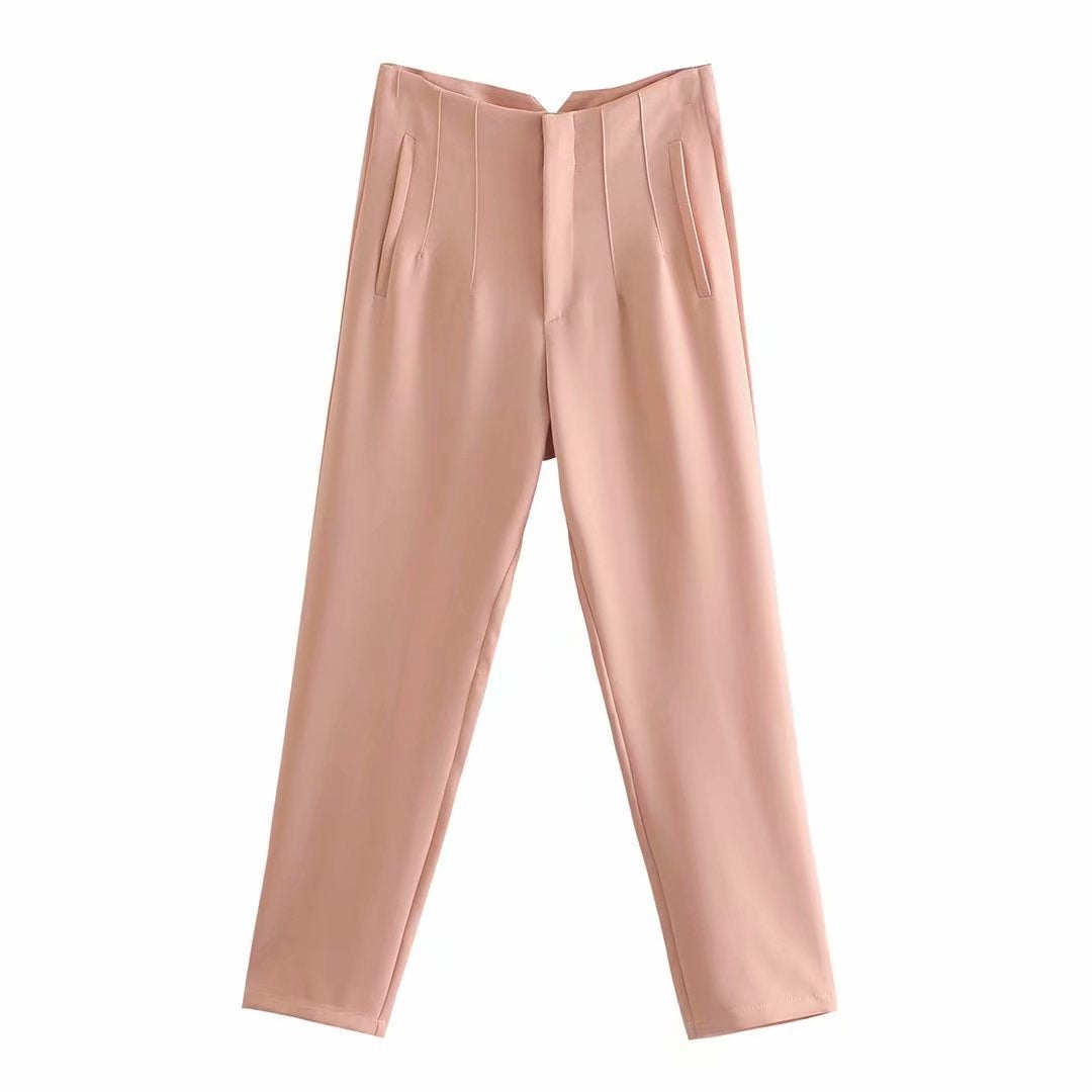 Pantalon décontracté slim taille haute pour femme à long terme pour le printemps