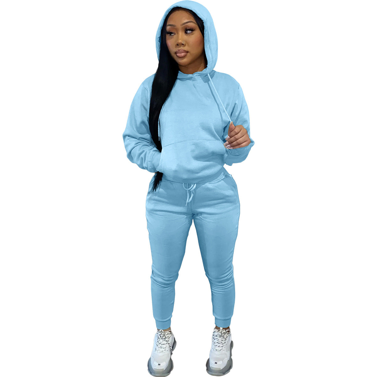 Women's Padded Hooded Sweatshirt Two-piece Leisure Sports Suits