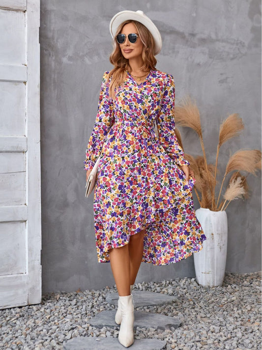 Women's Printed Long-sleeved Dress Commuting Elegant Dresses