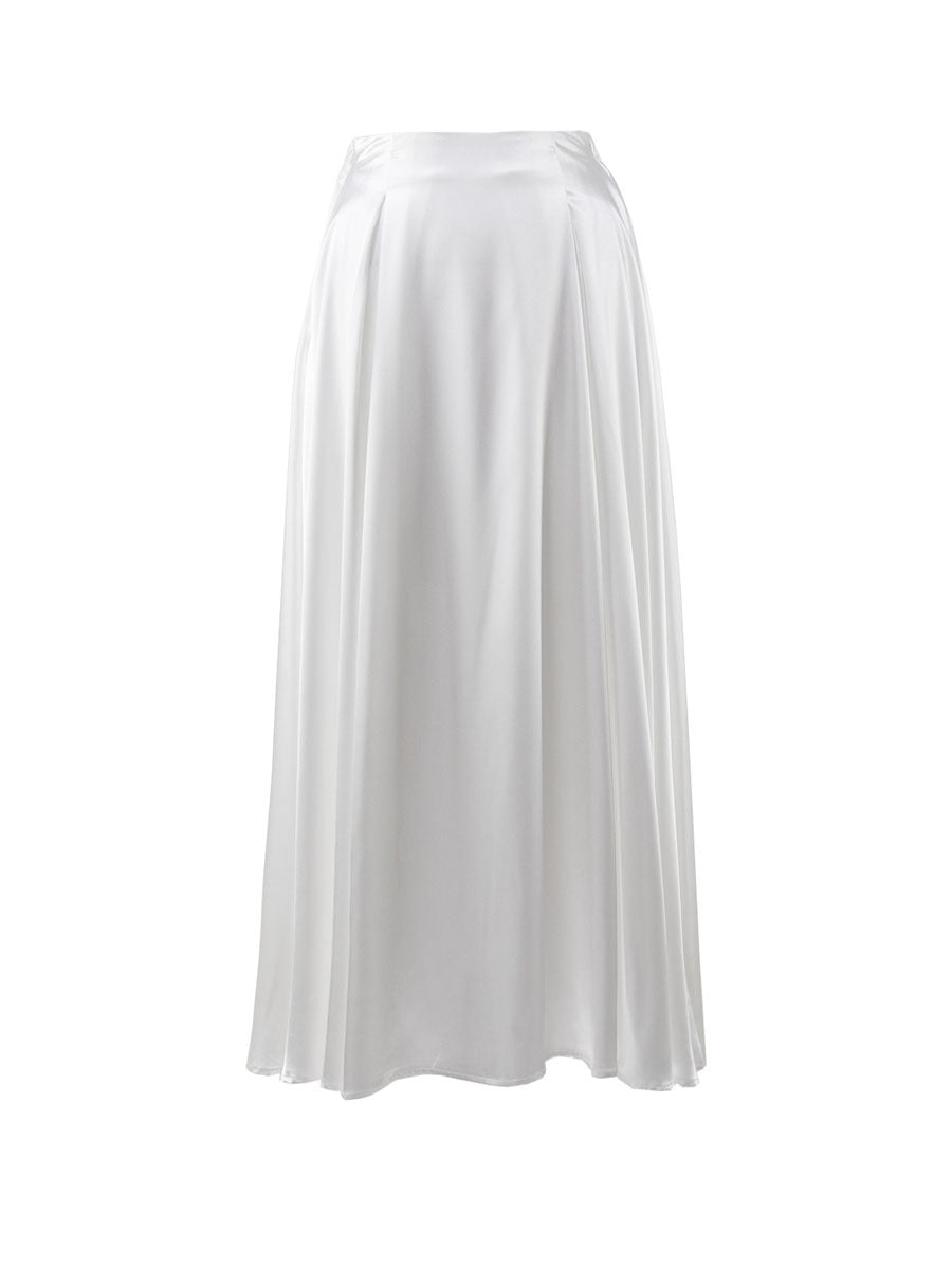 Women's Summer Elegant High Waist Satin Long Skirts