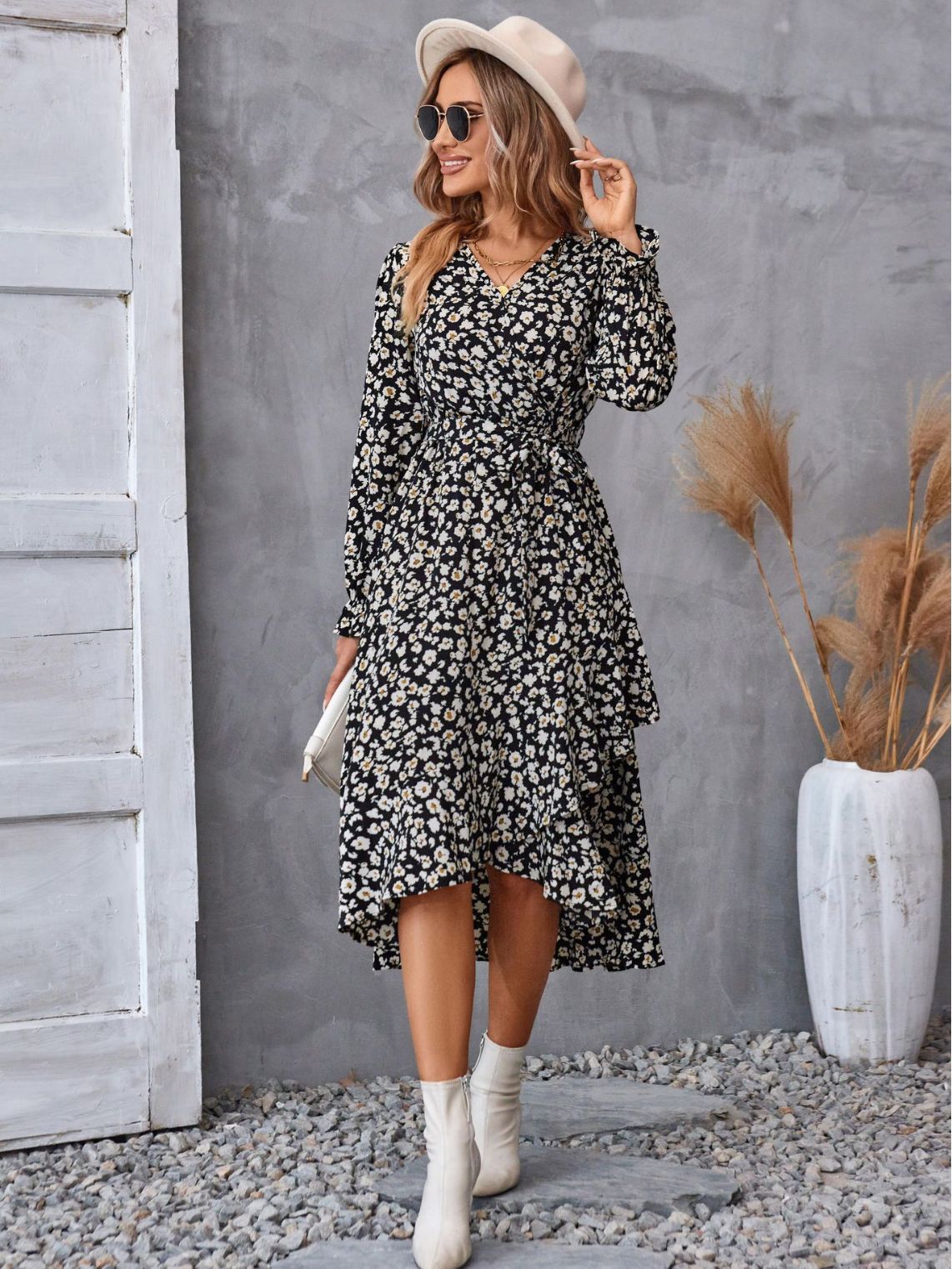 Women's Printed Long-sleeved Dress Commuting Elegant Dresses