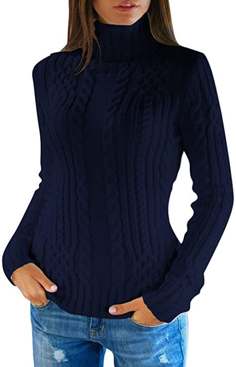 Durable Women's Turtleneck Fashion Slim Fit Sweaters