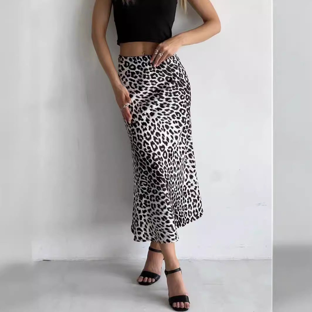 Sexy Leopard Print Maxi High Waist Skirts