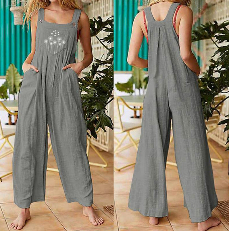 Charming Women's Loose Printed Pocket Casual Pants