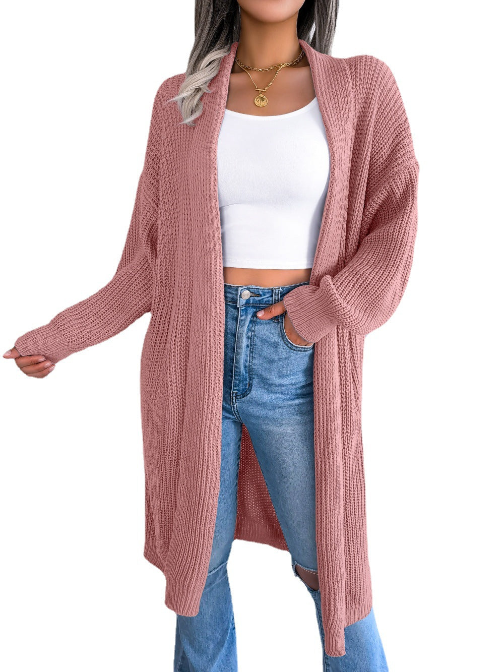 Creative Elegant Women's Casual Lapel Long Sweaters