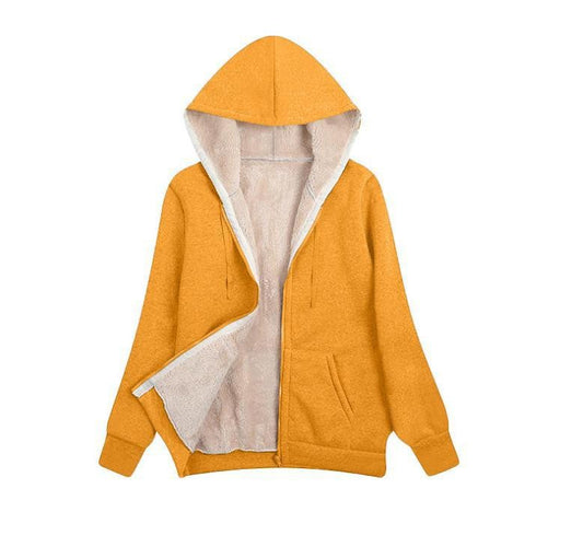 Women's Autumn Plush Hooded Long Sleeve Solid Color Sweaters