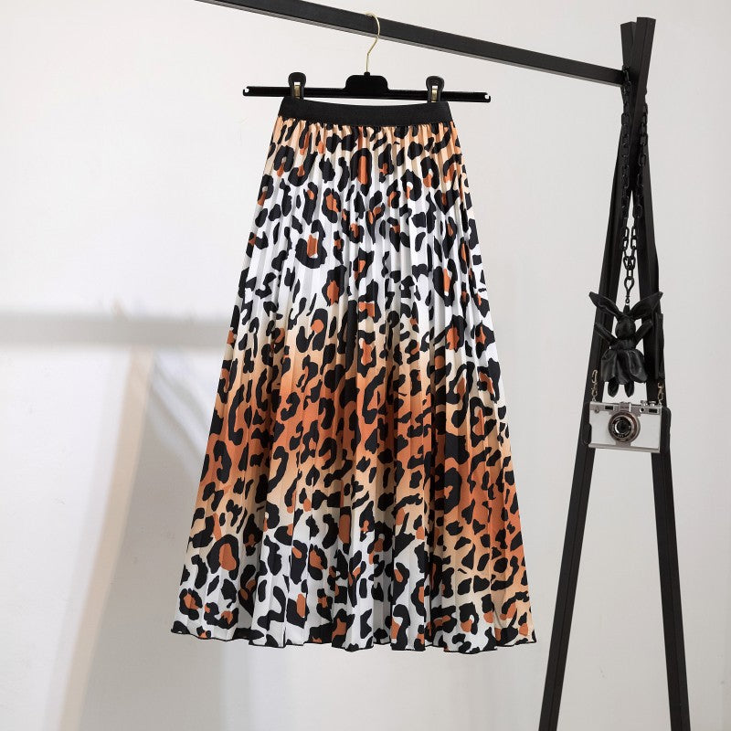 Women's New Half Printed Cartoon Pleated Skirts