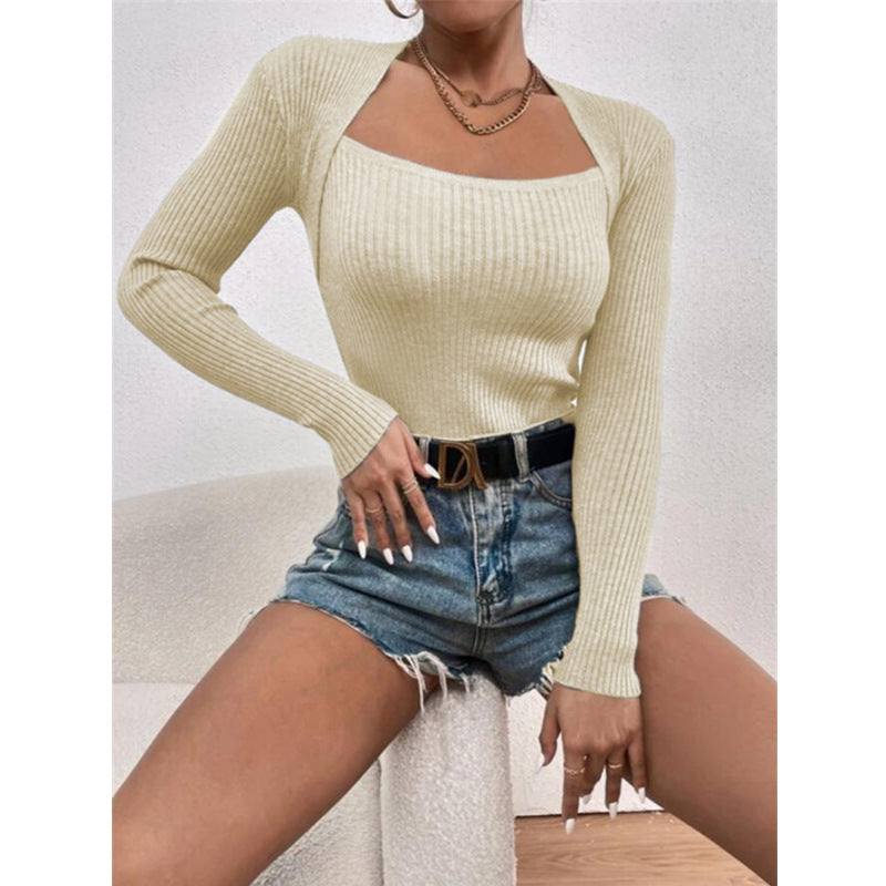 New Women's Slim-fit Long-sleeved Knitted Shirt Sweaters