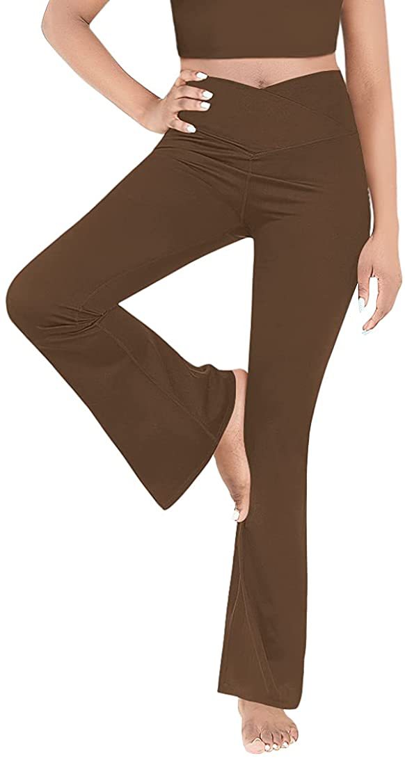 Pantalon décontracté taille haute slim couleur unie