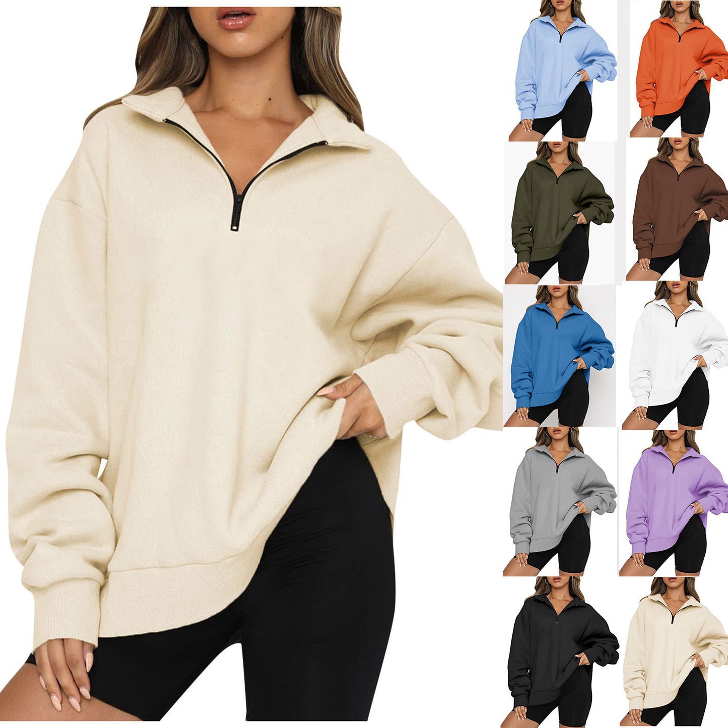 Women's Winter Veet Hoodie Loose Solid Color Sweaters