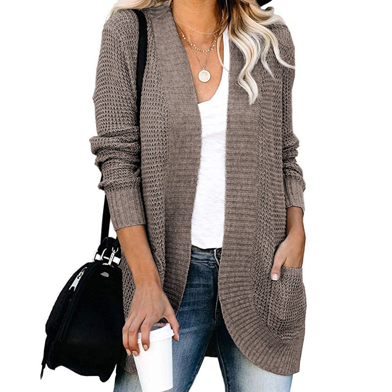 New Women's Popular Curved Large Pocket Sweaters