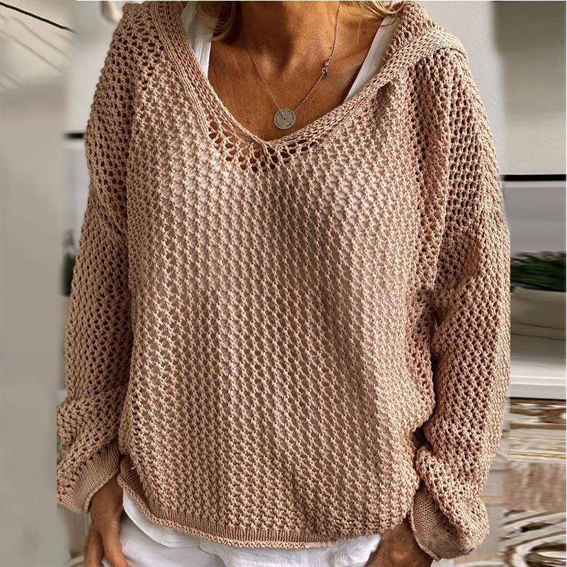 Wool Outer Wear Knitted Hooded Sun-proof Thin Sweaters