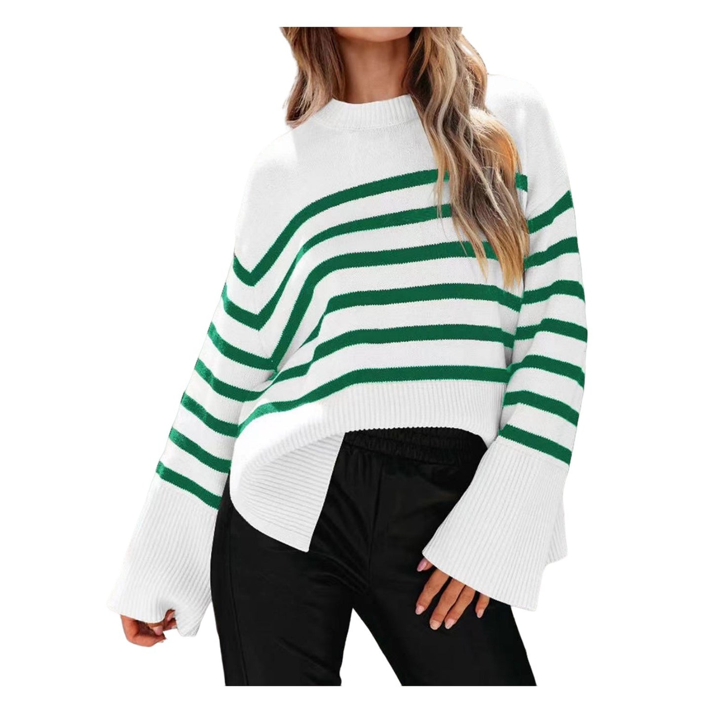 Women's Loose Striped Large Sleeve Knitted Sweaters