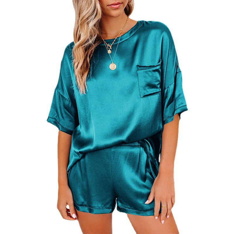 Solid Color Chiffon Pajamas Sleeve T-shirt Suits