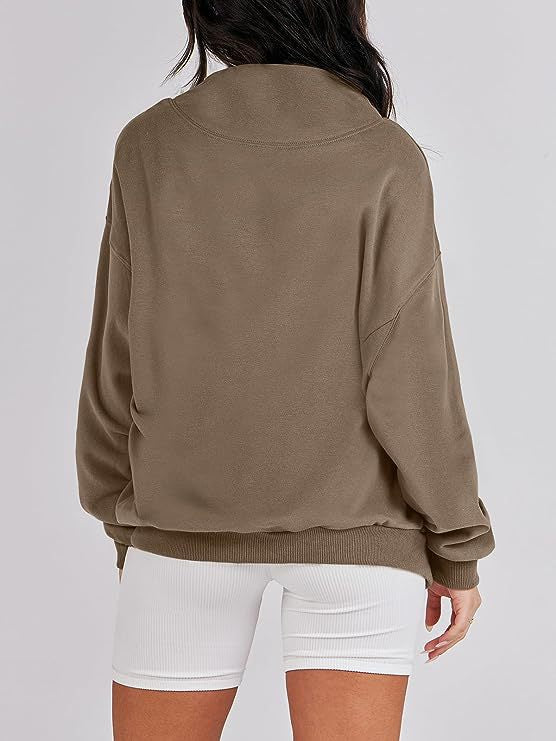 Women's High Collar Sweatshirt Solid Color Long Tops