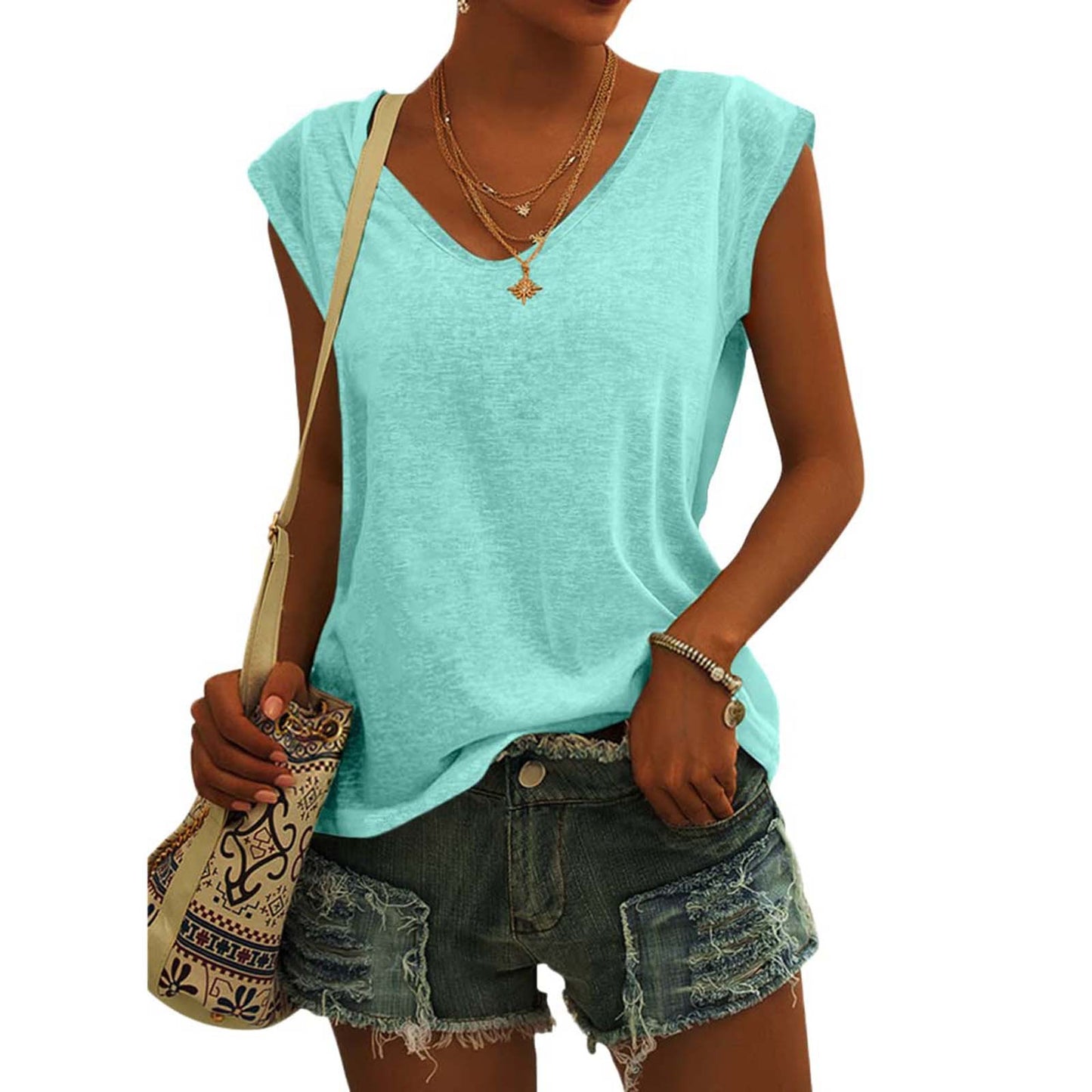 Women's Solid Color Cover Sleeve Casual Loose Blouses