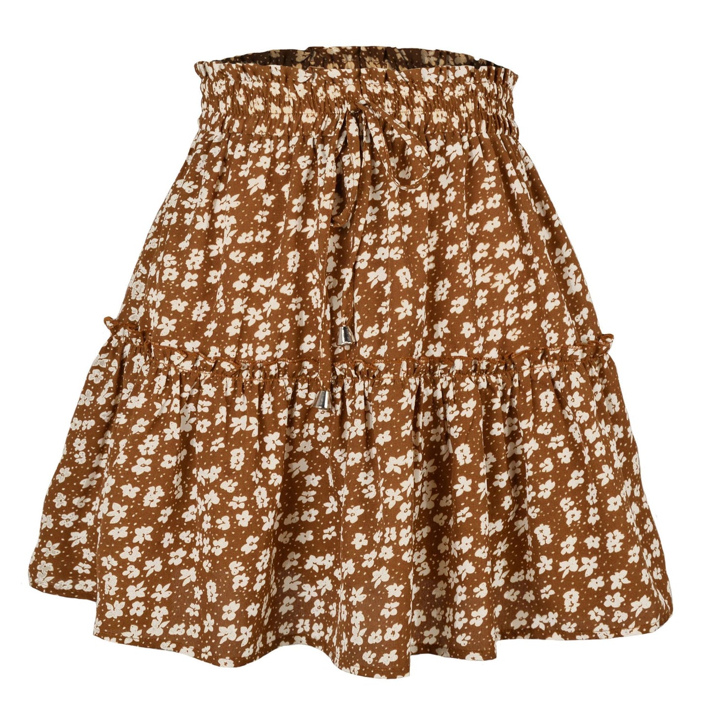 Women's Summer High Waist Ruffles Floral Printing Skirts