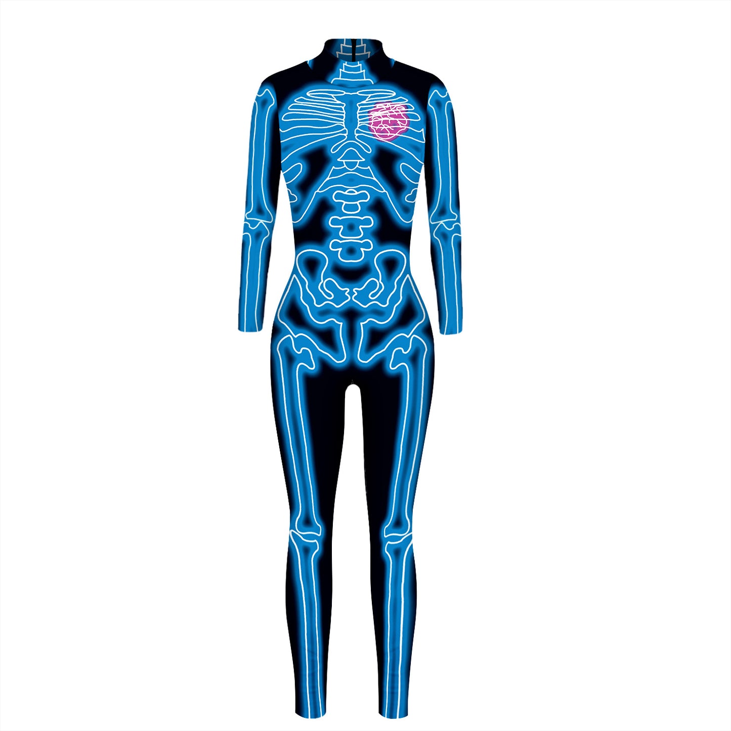 Women's Skeleton Digital Printing Halloween Tight Long Jumpsuits