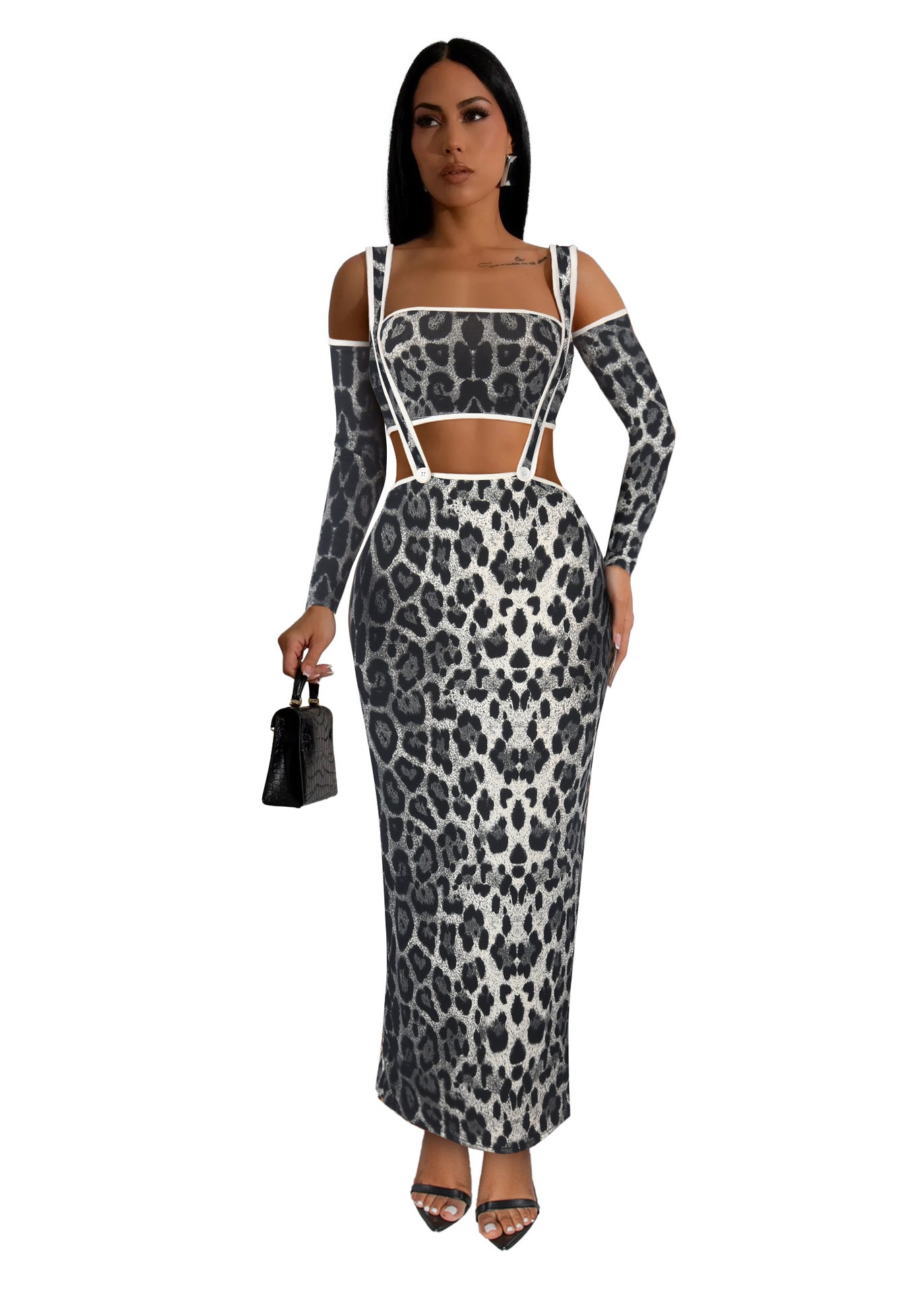 Women's Print Comfortable Sexy Slim Leopard Two-piece Set Suits