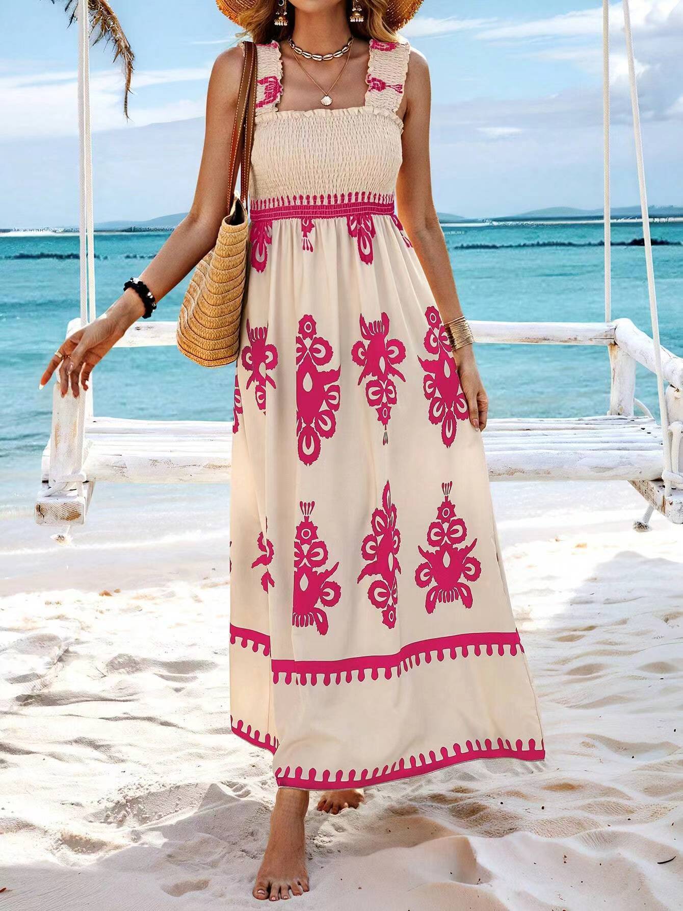 Women's Beach Dress Holiday Style Printing Clothing