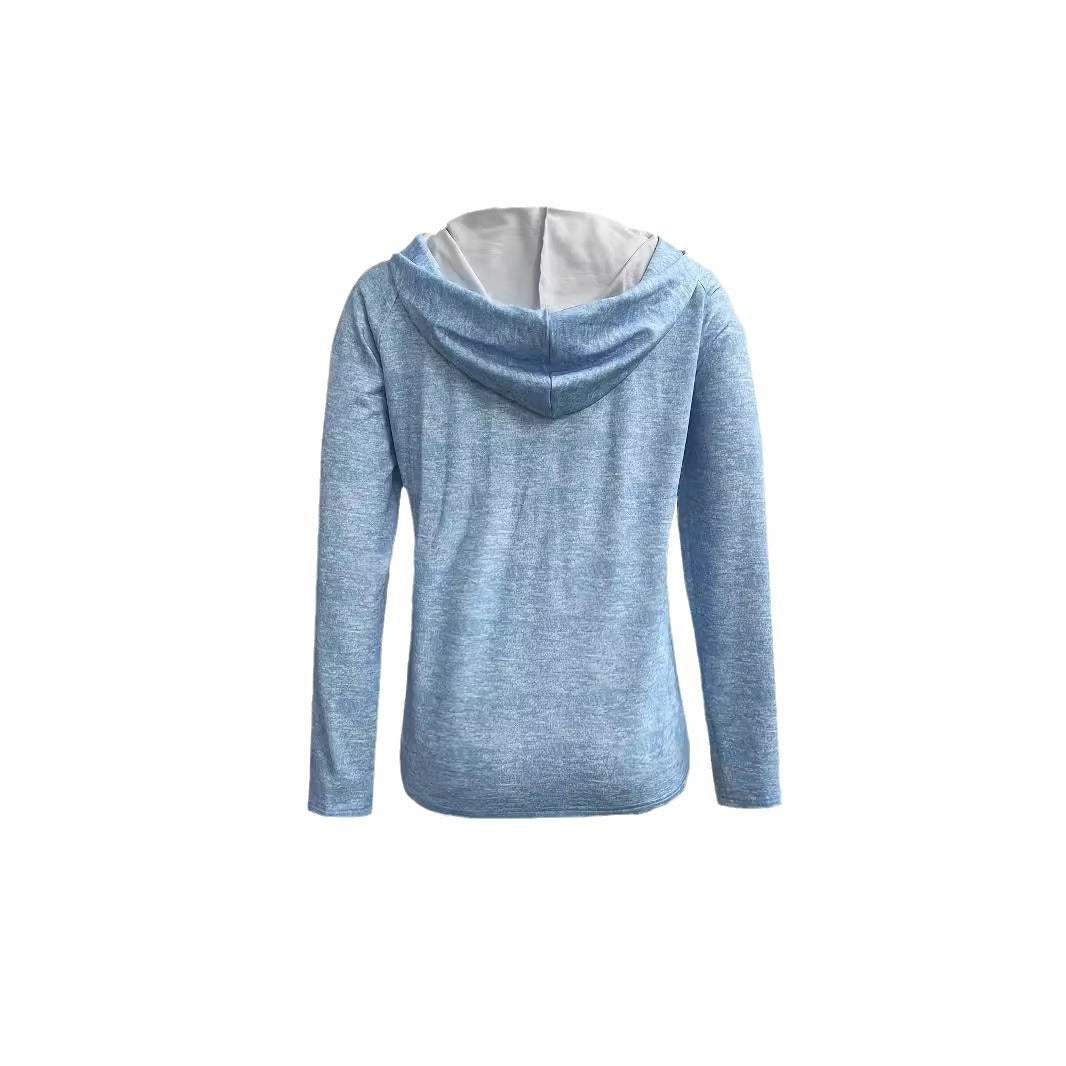 Women's Solid Color Casual Zipper Long Sleeve Tops