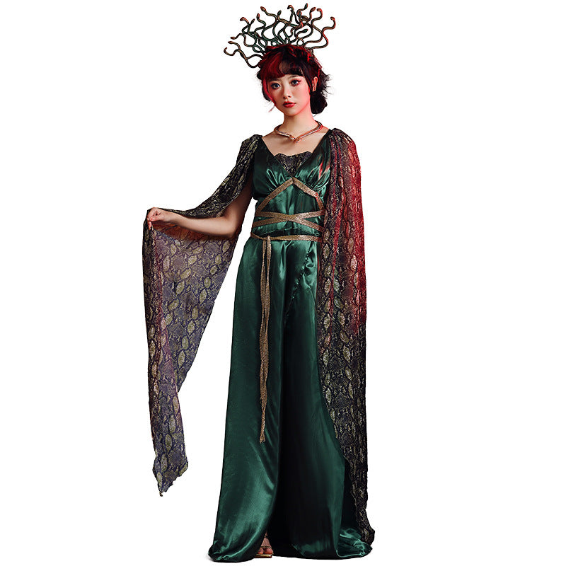 Mythe Tête de serpent pétrifiée Sirène Verte Coiffe assortie Costumes