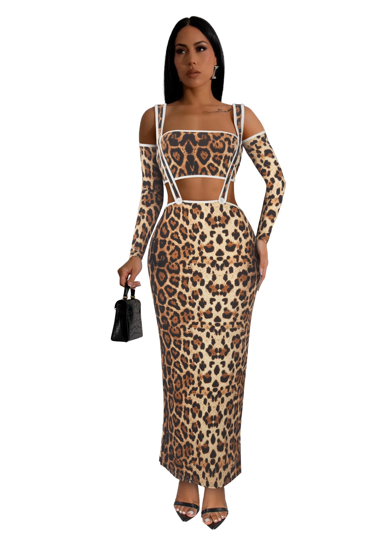 Women's Print Comfortable Sexy Slim Leopard Two-piece Set Suits