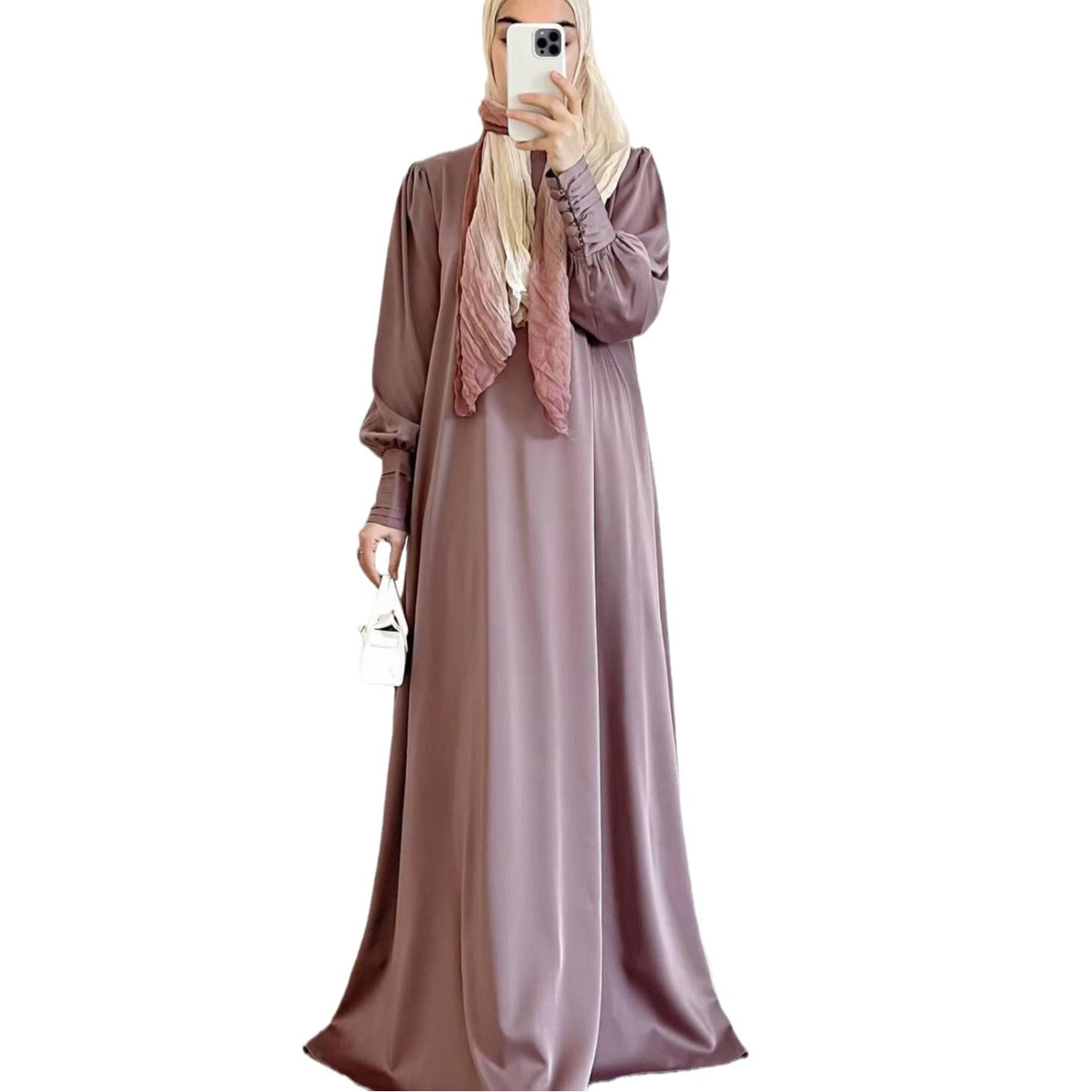 Women's Muslim Wear Soft Fashion Satin Large Dresses