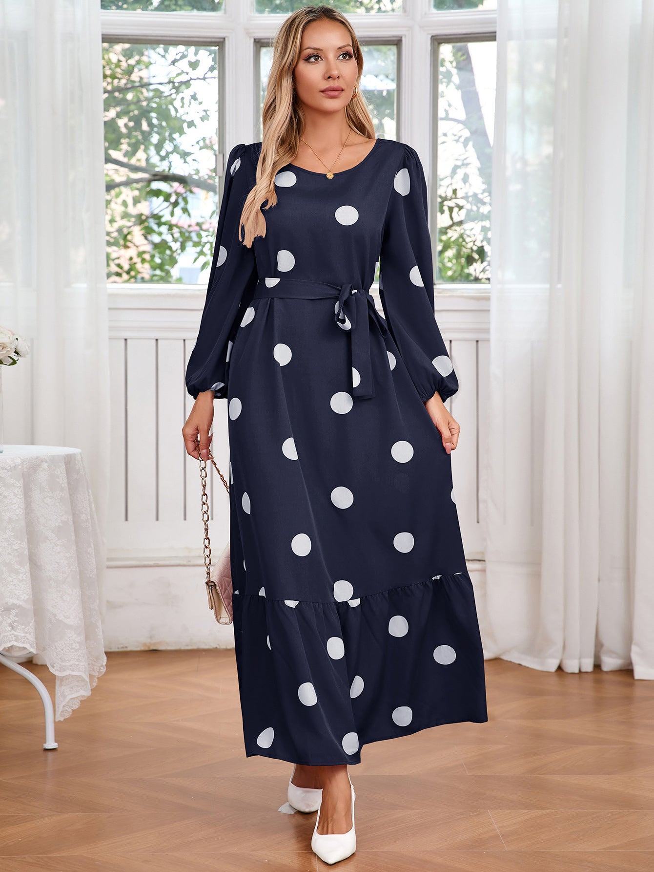 Women's Polka Dot Slim Dress Elegant Graceful Dresses