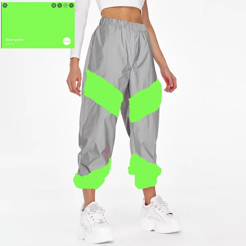 Pantalon de nuit réfléchissant à coutures mi-taille pour loisirs sportifs