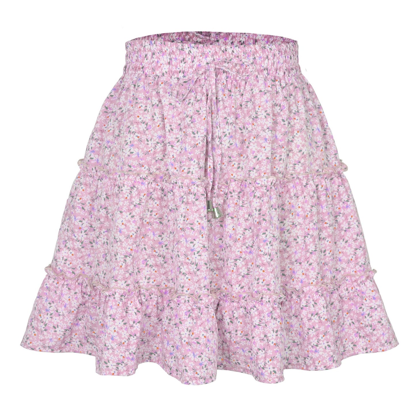 Women's Summer High Waist Ruffles Floral Printing Skirts