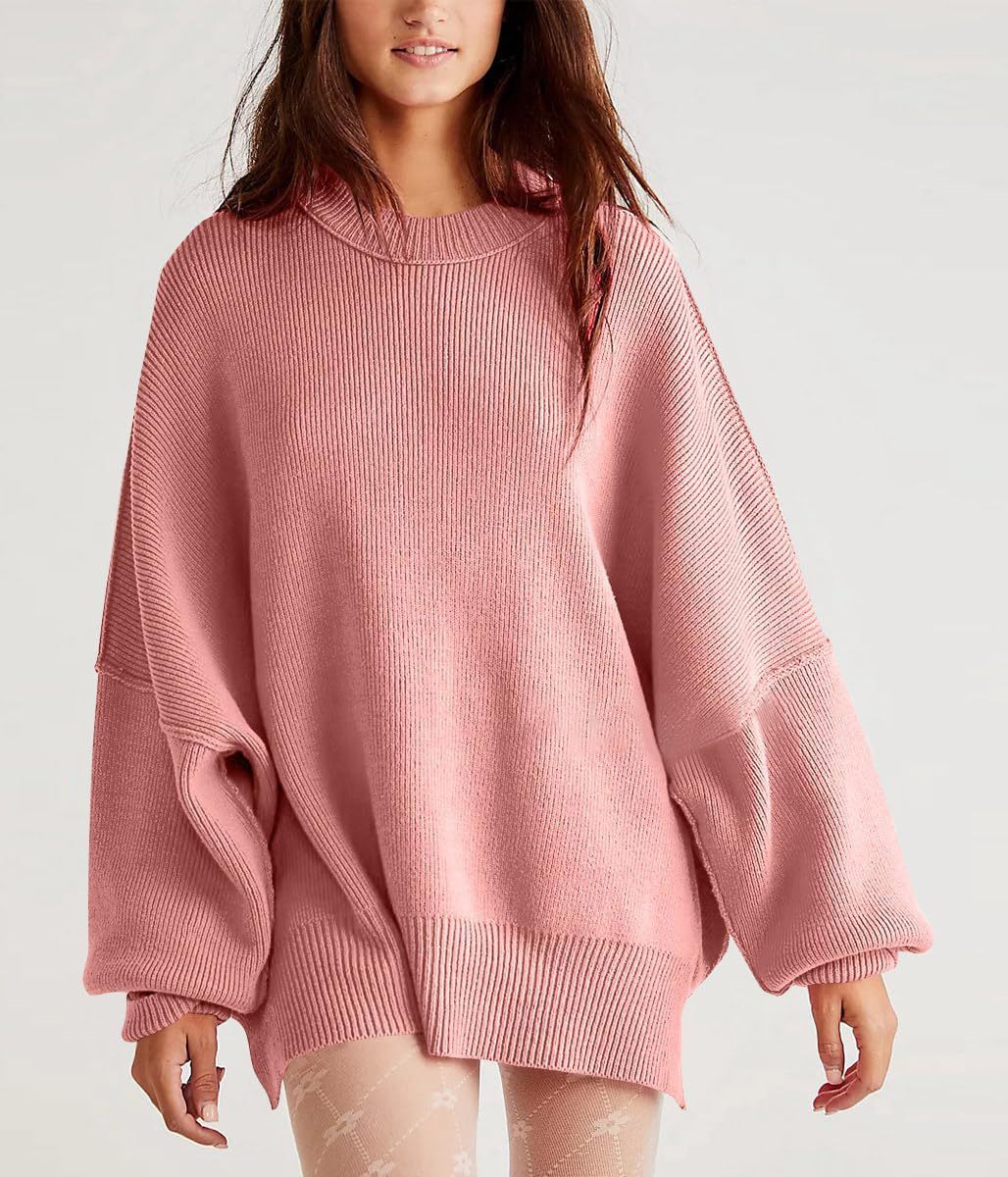 Women's Batwing Long-sleeved Autumn Knitted Side Slit Sweaters